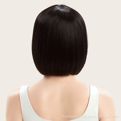 Wholesale wigs with no Lace straight Bob hair for woman machine made Synthetic short fiber wig girl hair cheap synthetic wigs